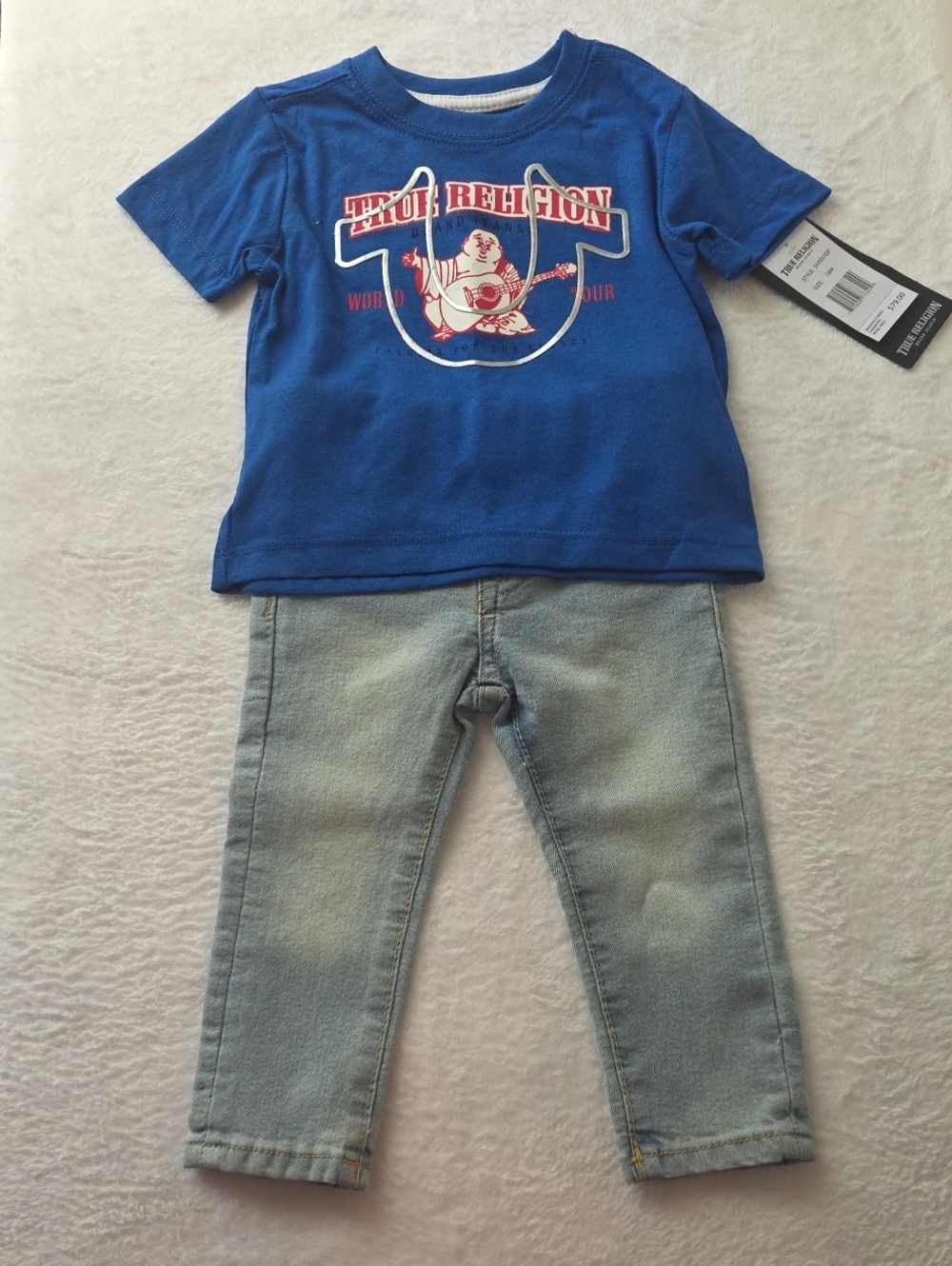 True Religion Blue Graphic Tee with Light Wash Jeans - Kids